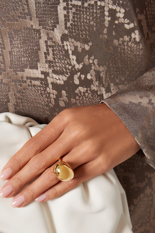 Drop Ring, Gold Chunky Ring