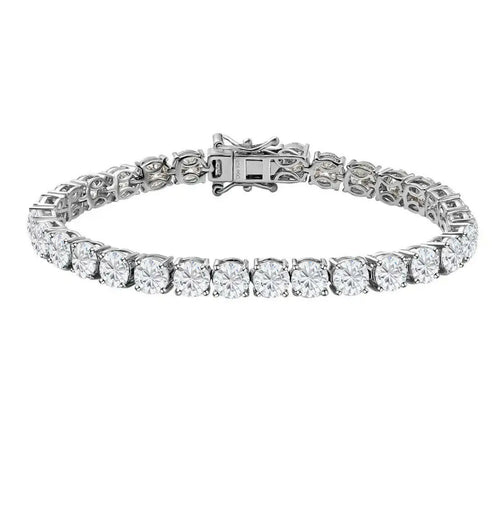 Moissanite Diamond White Gold Bracelet, Silver Tennis Bracelet Belovvie