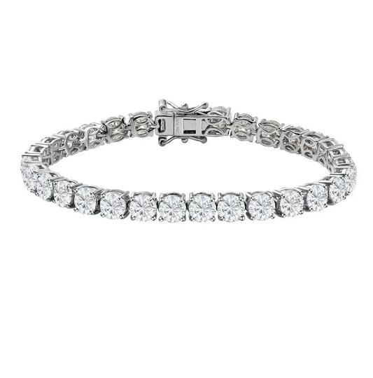 Moissanite Diamond White Gold Bracelet, Silver Tennis Bracelet Belovvie